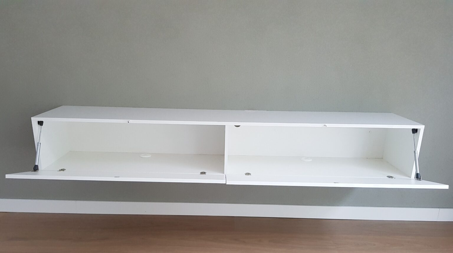 Voorkant kleppen open tv-meubel 200 cm Hoogglans wit