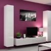 Tv-wandmeubel Sarona Mat wit - Hoogglans witte frontjes