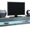 Zwevend tv-meubel LED 180 cm Mat wit - Hoogglans grijs